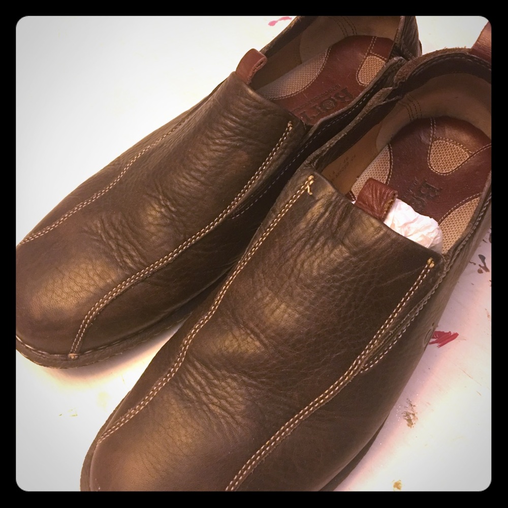 Born Brown Leather Slip Ons
